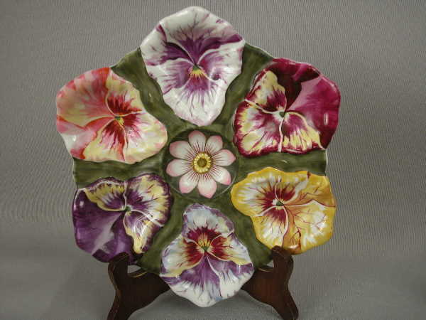 majolica carlsbad pansy oyster plate