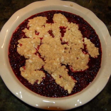 huckleberries with topping before cooking
